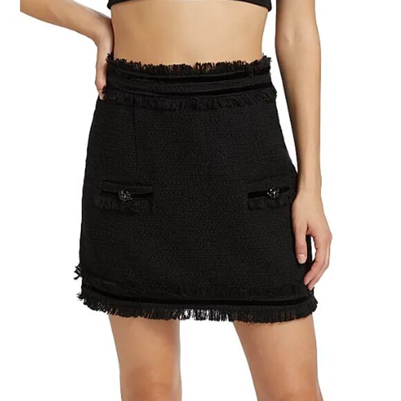 Cinq à Sept Women's Black Christie Tweed Mini Skirt Size 12